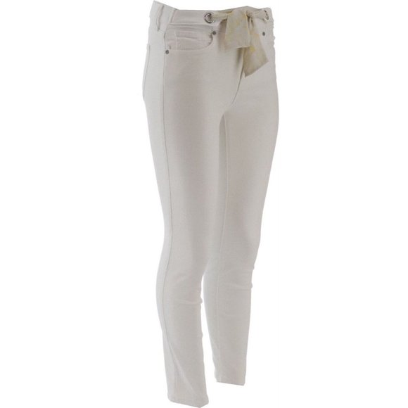 NWT NYDJ ALINA ANKLE DENIM LEGGINGS WAISTBAND SCARF OPTIC WHITE - Picture 4 of 16